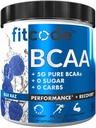 Fitcode Ultra Premium BCAAs with 5G of Pure BCAAs with Proven 2:1 Protio of Amino Acids to Help Post Workout Recovery, Lean Muscle Growth, Endurance, 30 Servings (Blue Raz)