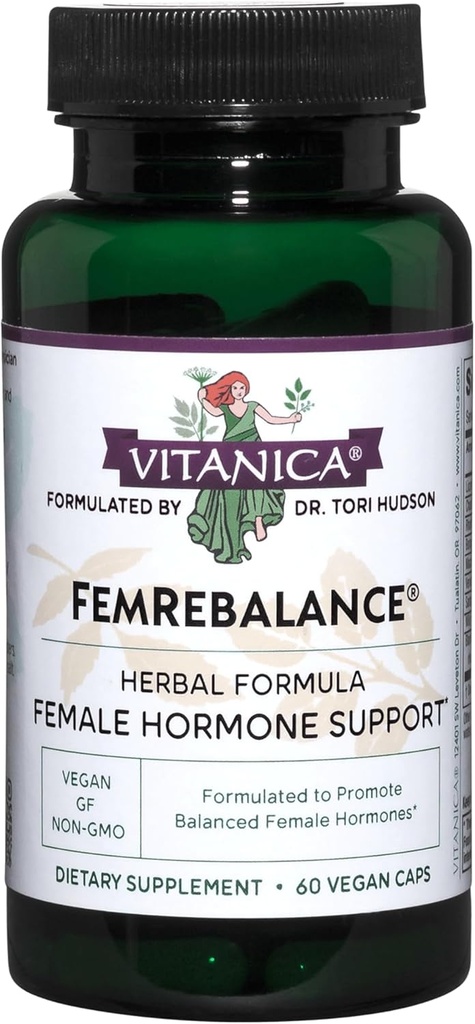 Vitanica FemRebalance, Hormon Balance Support for Women, Vegan, 60 cápsulas