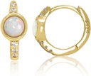 14K Gold Plated 925 Sterling Silver Created White Opal Huggie Hoop Pendientes