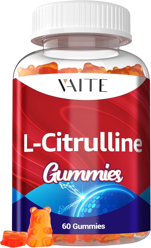 L Citrulline Gummies for Hombre - Powerful Vasodilator with Calcium, 1600mg per Serving, Extra Strength, Boosts Nitroxyl and Nitric Oxide Production, Supports Energy and Endurance, 60 Chewable Gummy