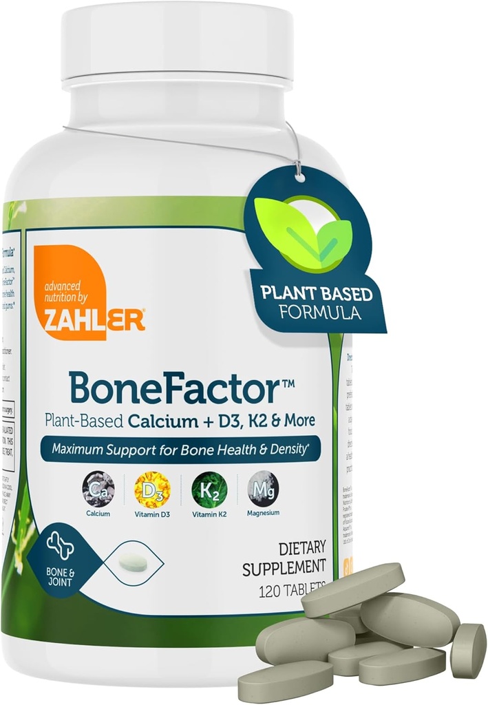 Zahler Bonefactor, Bone Strength Suplemento que contiene calcio, vitamina D, vitamina K y magnesio, Kosher certificado, 120 Tablets