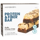 Wonderslim High Fiber Protein Bares, Fluffy S'more Crisp  15g Protein, 8g Fiber peru Low Sugar, Low Carb ← Healthy Indulgence ← Satisfying, Supports Energy & On-the-Go Convenience, 7 Pack
