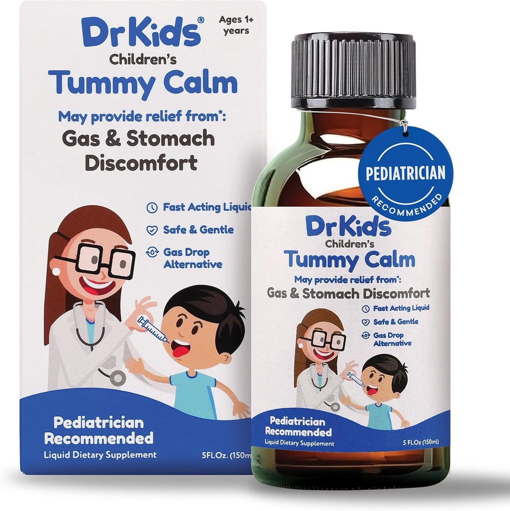 Tummy Calm Dr. Kids Children’s Gas Relief &amp; Upset Stomach Support, Alternative Gas Drops for Newborns &amp; Kids, Safe & Gentle Oral Solution, Natural Constipation Relief, 5 Fl Oz (Pack of 1)