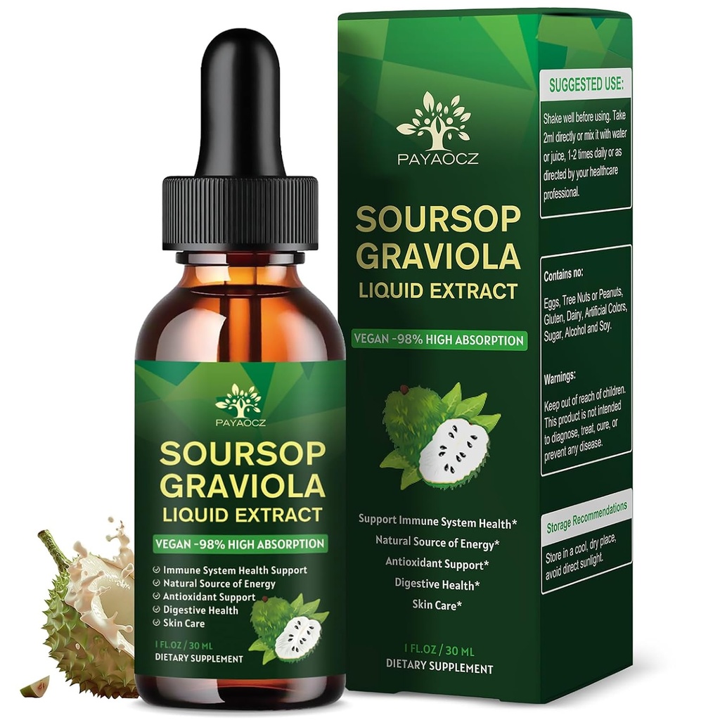 (1 Pack) Soursop Liquid Drops Plus Sea Moss Extract, Graviola Bitters Liquid Extract for Cell Support " Regeneración, Immune Boost, Liver and Sleep, Soursop Oil Herbal Goodness, 1 Fl Oz