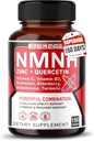 NMNH 600 mg con Zinc, Quercetina, Vitamina D3, Elderberry &amp; Nattokinasa – Bienestar celular diario y soporte de envejecimiento saludable – 150 cápsulas – Hecho en EE.UU.