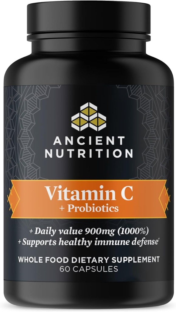 Probióticos de nutrición antiguos y suplemento de vitamina C, apoya el sistema de inmunos saludables y la salud de Gut, hecho sin transgénicos, suplemento de Superalimentos, Paleo y Keto Friendly, 30 servicios