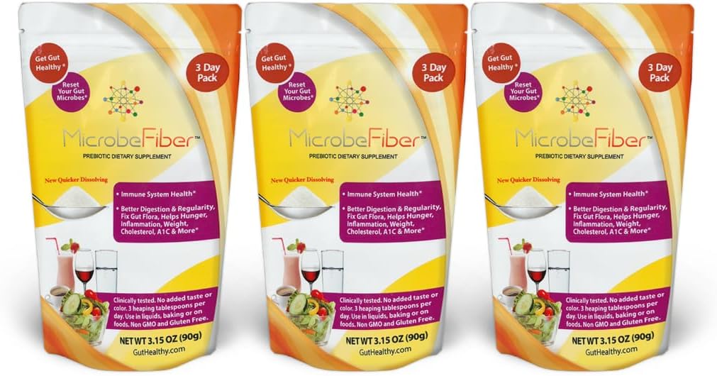 Prebiótico Soluble Fiber - Reiniciar microbios Gut &amp; Consiga saludable - 3 días Travel Pack