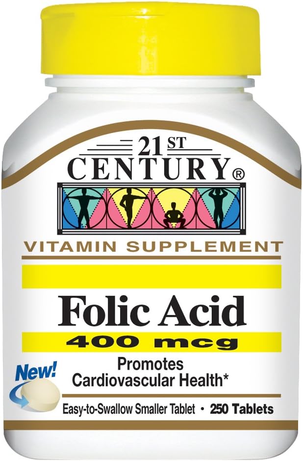21st Century Folic Acid 400 mcg Tablets, 250-Count (Pack of 2)