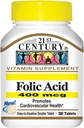 21st Century Folic Acid 400 mcg Tablets, 250-Count (Pack of 2)