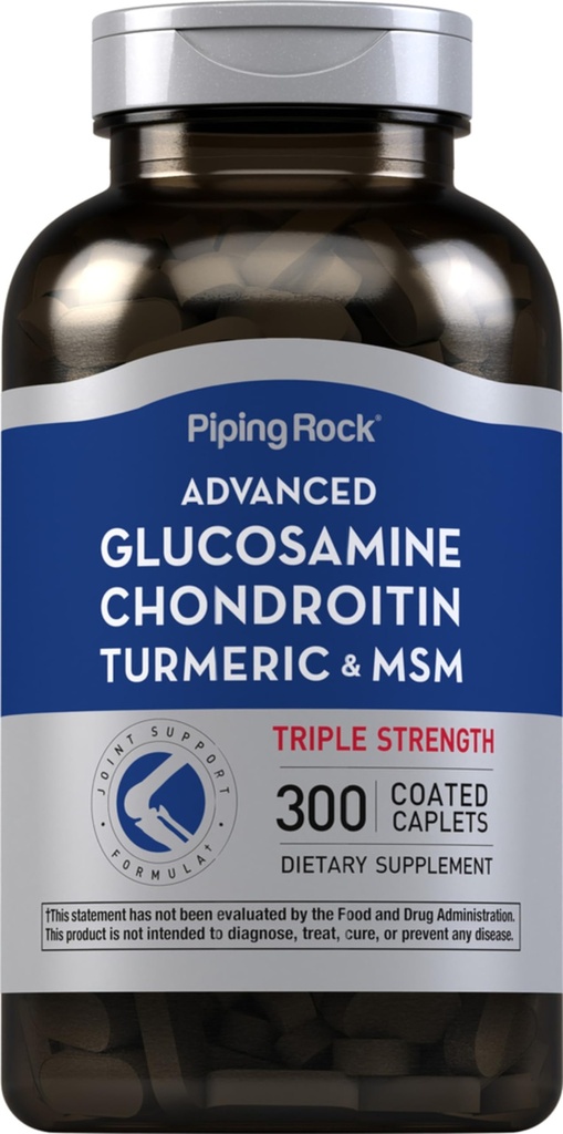 Piping Rock Glucosamine Chondroitin MSM Turmeric TEN 300 Caplets TEN Avanzado Triple Strength Suplemento ← Non-GMO &amp; Gluten Free