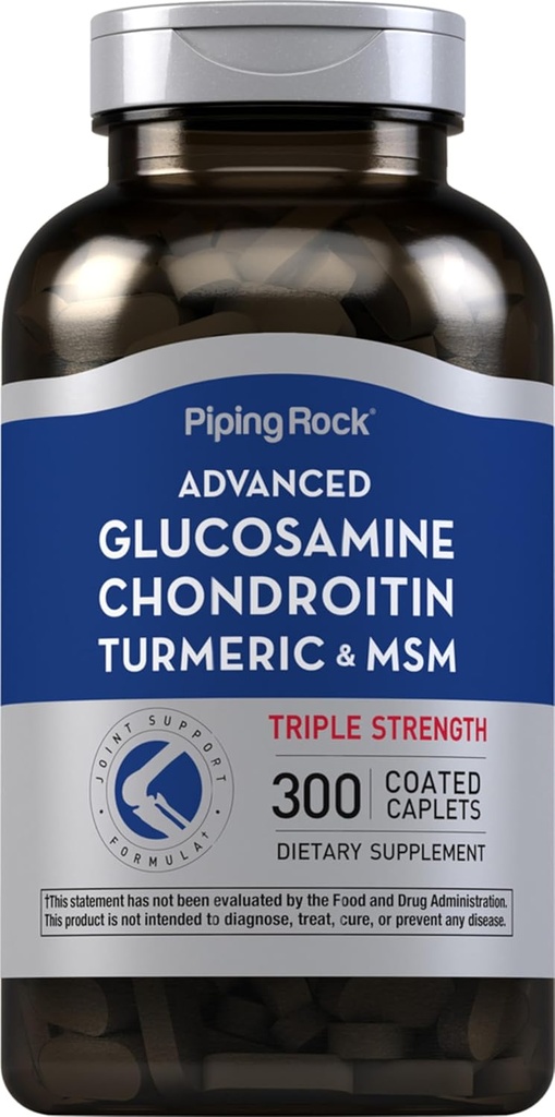 Piping Rock Glucosamine Chondroitin MSM Turmeric TEN 300 Caplets TEN Avanzado Triple Strength Suplemento ← Non-GMO &amp; Gluten Free