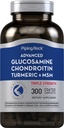 Piping Rock Glucosamine Chondroitin MSM Turmeric TEN 300 Caplets TEN Avanzado Triple Strength Suplemento ← Non-GMO &amp; Gluten Free