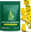 Mullein Gummies for Lung Detox, 2000mg Mullein Leaf Extract for Respiratory &amp; Digestive & Immune Support, Organic Mullein Herb Supplement for Mucus Relief for Respiratory, Immune, Vegan 60 Gummies