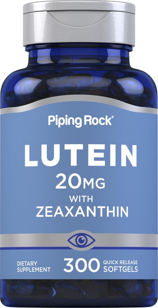 Piping Rock Lutein y Zeaxanthin Suplemento TEN 20 mg TEN 300 Softgels TENIDO Ojo Vitamina de Marigold Extract ANTE No GMO, Gluten Free