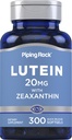 Piping Rock Lutein y Zeaxanthin Suplemento TEN 20 mg TEN 300 Softgels TENIDO Ojo Vitamina de Marigold Extract ANTE No GMO, Gluten Free