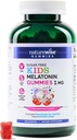 NatureWise Kids Melatonin 1 mg Gummies gratis de azúcar para niños Edades 4 &amp; Up - Non-Habit Forming Sleep Aid - Strawberry Flavored - Vegan, No Gluten, Non-GMO - 180 Conde[6-Month Supply]