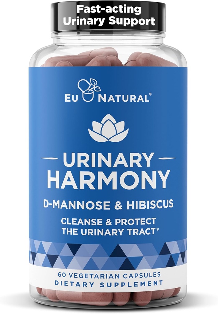 Suplemento D-Mannose de Armonía urinaria – Salud de la Tracto urinaria para las mujeres – Limpia y Fluye El sistema urinario – Potent Clinical Strength Formula con DMannose e Hibiscus – 60 cápsulas de acción rápida