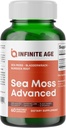 INFINITE AGE 1250mg Sea Moss Advanced Superfood Capsules, 60 Cuenta - High-Potency, Vegan, Made in The USA - Irish Seamoss, Bladderwrack, Burdock Root - Total Health, Immunity Support