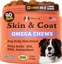 Natural Dog Company Skin &amp; Coat Supplement for Dogs – Omega 3 Salmon Oil, Biotin &amp; Vitamina E Support Shiny Coat, Healthy Skin &amp; Normal Shedding, Promociona Comfort de Occasional Itch, 90 Cuenta