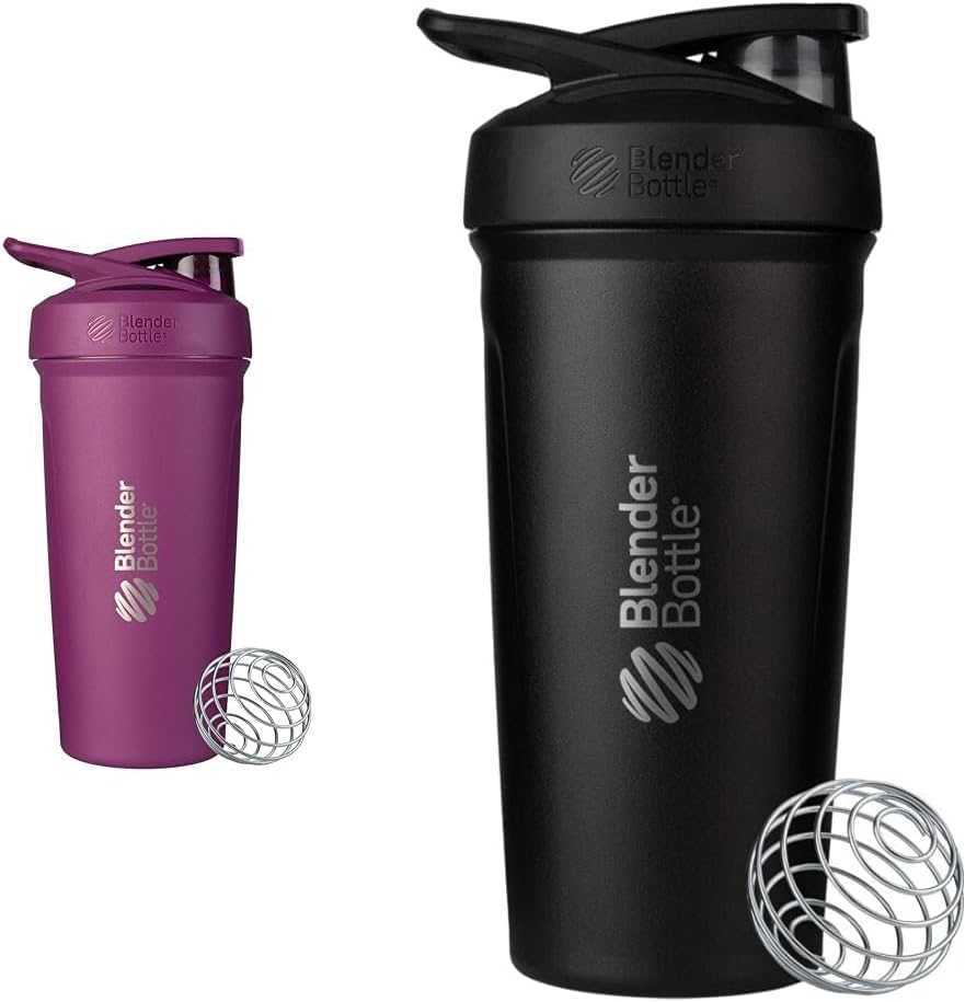 BlenderBottle 24-Once Copas de acero inoxidable con Wire Whisk, Plum y Negro
