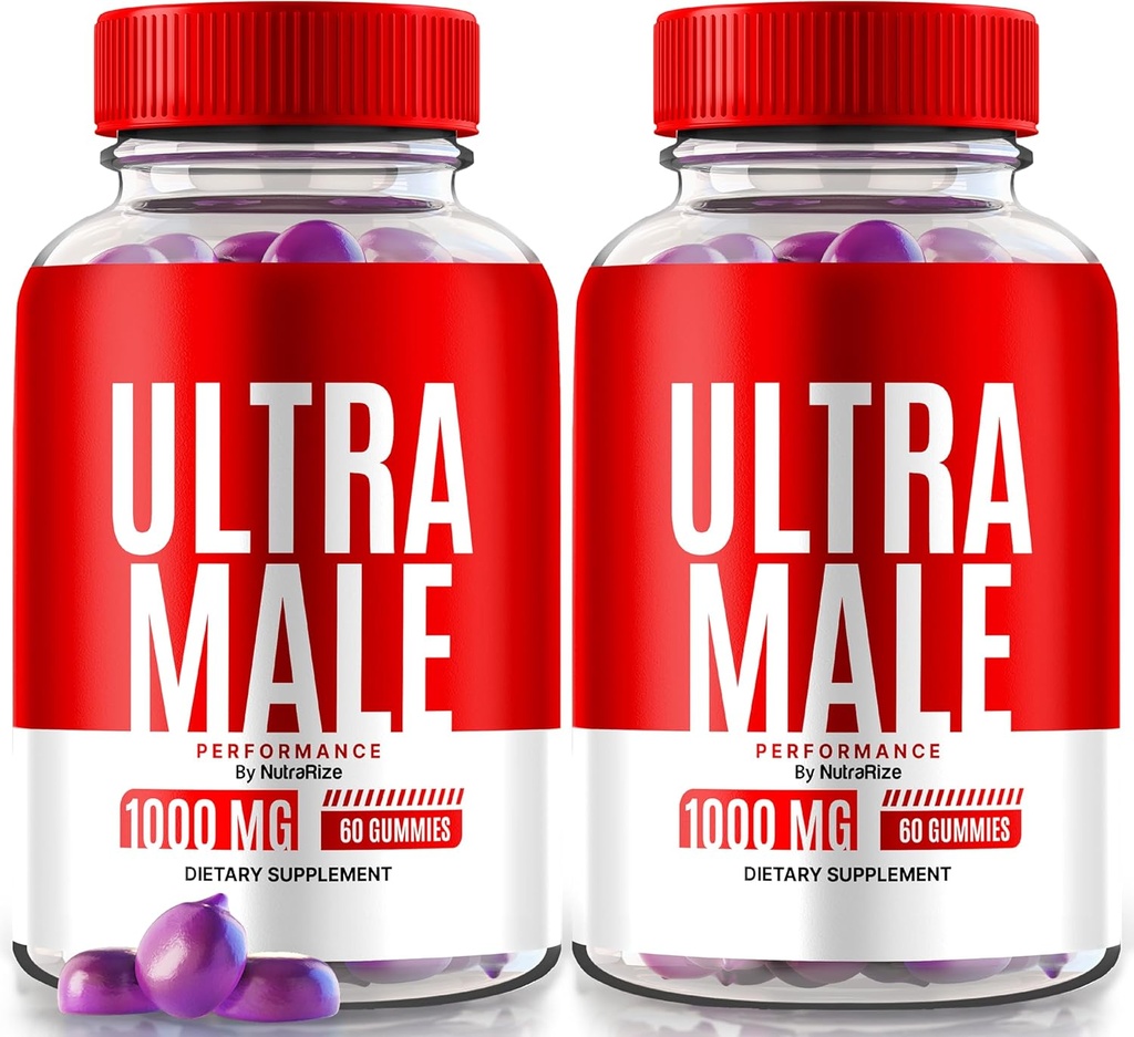 NutraRize (Pack of 2 Ultra Male Gummies 1000 MG, Vitamin Gummies, All Natural Supplement to Boost Daily Performance and Overall Health, Official UltraMale Reviews (120 Gummies)