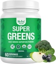 Naturales anidados Super Greens Daily Superfood Powder - Certified USDA Organic Green Powder w/20+ Whole Foods, Spirulina Powder, Wheat & Barley Grass - Probiotics, Fiber & Enzymes - Original Flavor, 60