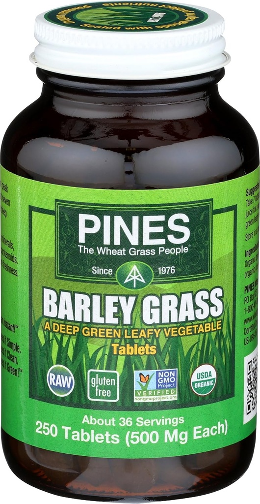 PINES Orgánica Grasa de cebada, 500 mg, 250 Tablas de conteo