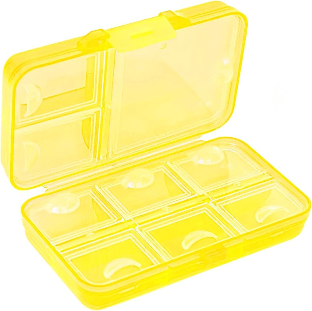 Pill Organizer, Portable Pill Case, 9 compartimentos Moisture-Proof Travel Pill Case for Vitamins, Medicine, Fish Oil, Supplements, Pill Dispenser (Yellow)