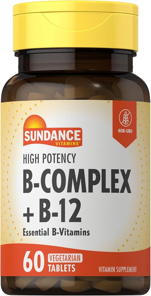 Sundance Vitamina B-Complex TENIDO con B-12 ANTE 60 Tablets TENIDO High Potency TEN VÍgetarian, Non-GMO, y Gluten Free Supplement