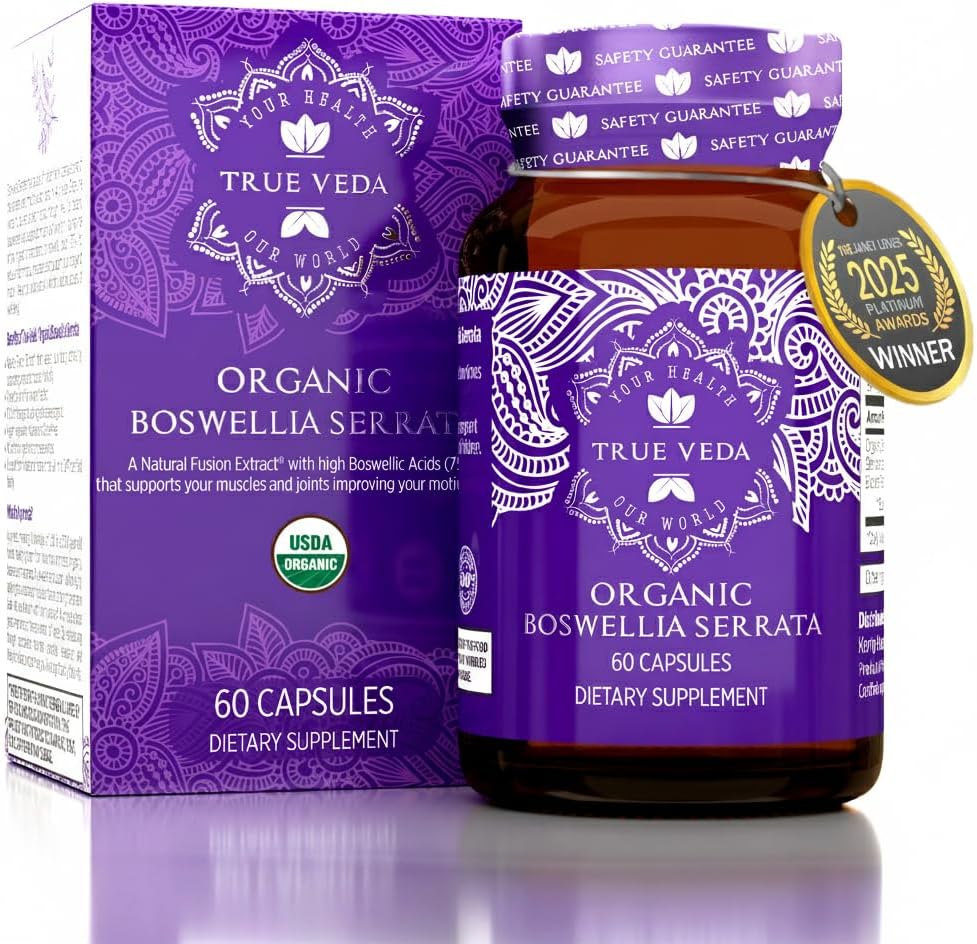 Orgánica Boswellia Extracto Cápsulas - Boswellia Serrata Extracto Cápsulas Silencioso USDA Suplemento Orgánico Silencio 5:1 Extracto Silencio Max Strength 75% Ácido Boswellic ← Complejo Boswellia 60 Vegan Boswellia Capsules
