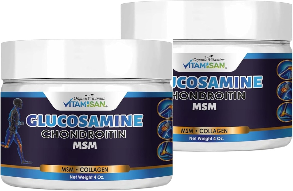 VITAMISAN Glucosamine Chondroitin MSM Collagen y Arnica Cream 4 OZ 2 Pack