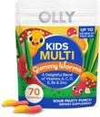 OLLY Kids Multivitamin Gummy Worms, Global Health and Immune Support, Vitamins and Minerals A, C, D, E, Bs and Zinc, Chewable Supplement, Sour Fruit Punch, 45 Day Supply - 70 Count