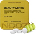 Nueces de belleza NOOZ - Menta de biotina libre de azúcar para la piel de alambramiento, cabello saludable &amp; uñas fuertes - Juicy Pear Flavor ← Travel-Friendly Suplemento con antioxidantes, vitamina C, B6 &amp; B12