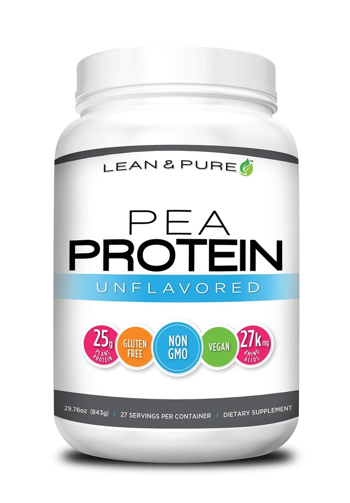 Lean " Pure Pea Protein Powder, Vegan, Low Carb, 25g de Protein, Non GMO, Gluten Free, 27 Servings, 843g