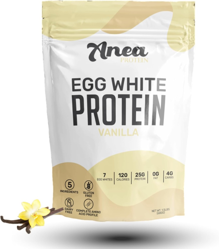 Anea Egg White Protein Powder ← 25g Protein Silencio Dairy Free ← Fat Free ← Amino Acids Silencio Alto Valor Biológica (1.5 Libra (Pack of 1) (1.5 Libra (Pack of 1), Vainilla)