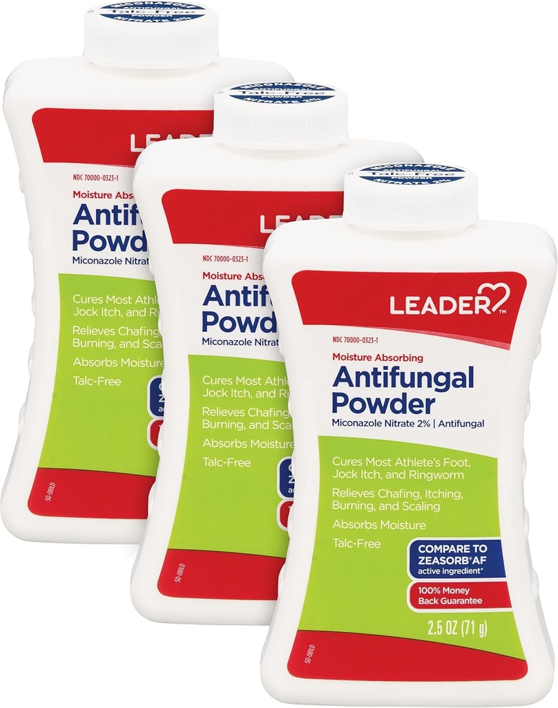 Pie de LEADER AF Powder Athlete, Absorbing de Moisture, libre de Talc, 2,5 onzas