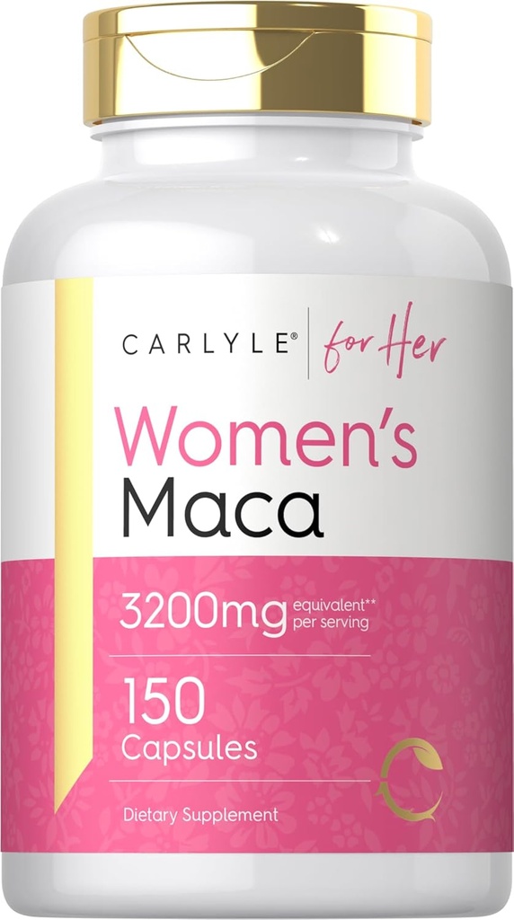 Carlyle Maca Root Capsules for Women 3200mg  150 Count ← Non-GMO, Gluten Free Supplement Silencio for her