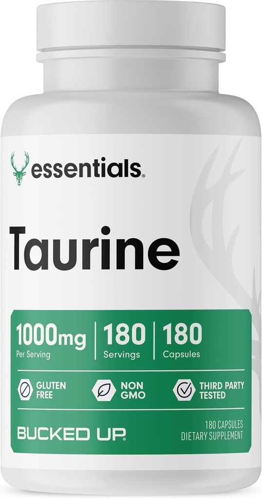 Taurina (1000 MG), Esenciales (180 Servimientos, 180 cápsulas)