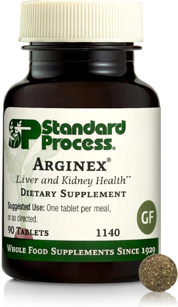 Standard Process Arginex - Suplemento de Salud del Riñón - Contiene Vitamina A Antioxidante " Fitonutrientes importantes - Libre de gluten, No-Dairía " No soy - 90 Tabletas (90 Servimientos)