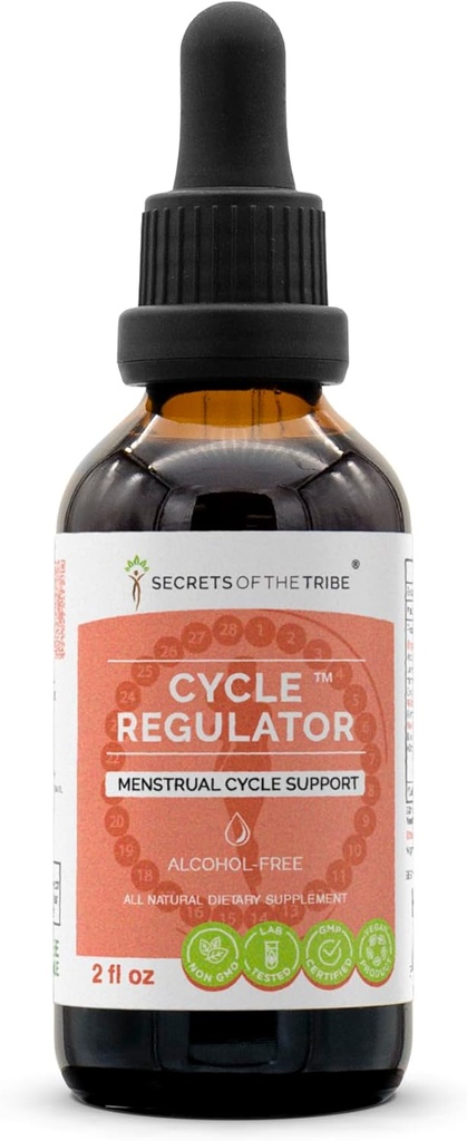 Secretos de la tribu - Regulador de ciclos, soporte para ciclos menstruales, Suplemento de hierbas gotas de líquido libre de alcohol (2 fl oz)