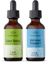 HerBAMAMA Herbal Liquid Drops Kit - Bundle of Liver Detox Complex 4 fl oz &amp; Adrenal Support Drops 2 fl oz - Vegan, Non-GMO, Sugar &amp; Alcohol-Free - 2 Pack