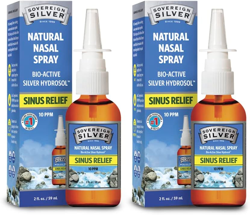 Soberana Silver Bio-Active Colloidal Silver Hydrosol for Immune Support - 10ppm - 2oz - Nasal Spray - Pack de 2