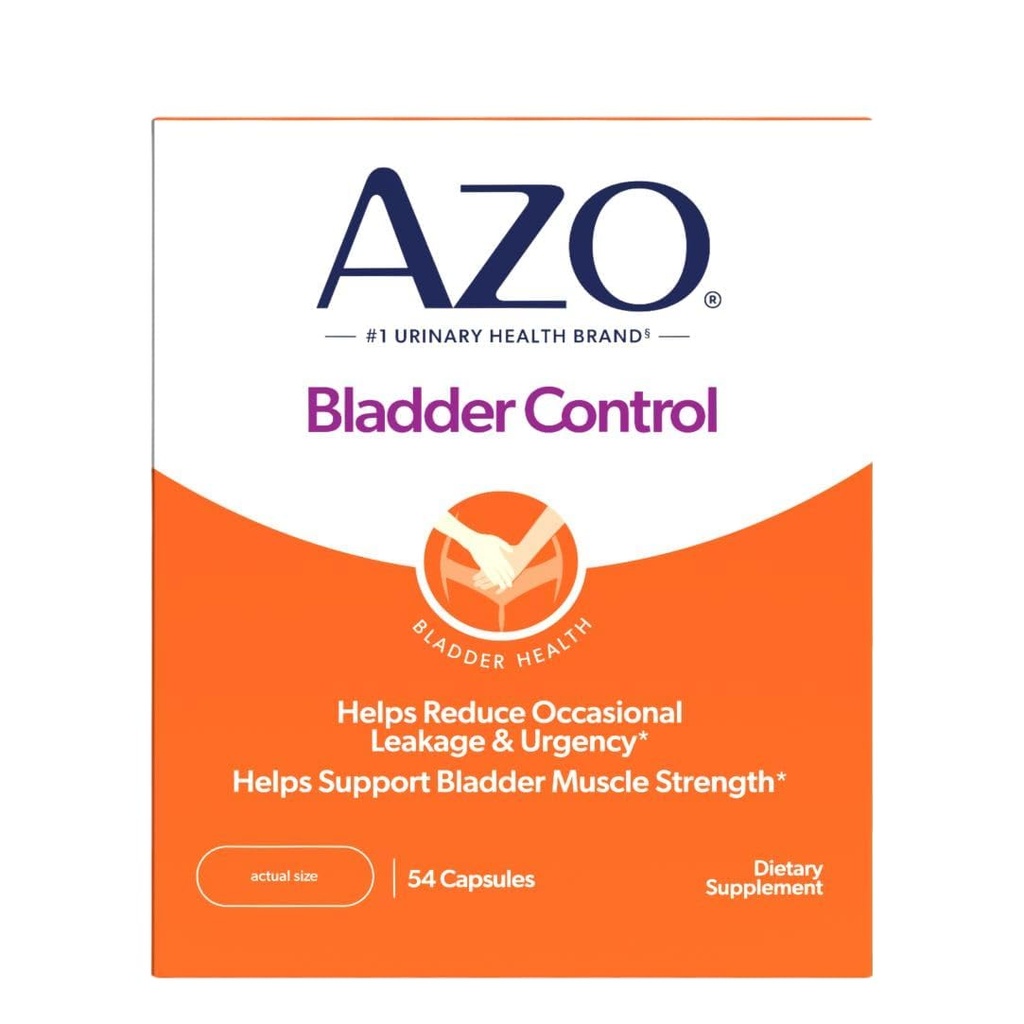 AZO Bladder Control with Go-Less Daily Supplement | Helps Reduce Occasional Urgency* | Helps reduce occasional leakage due to laughing, sneezing and exercise | 54 Count Capsules