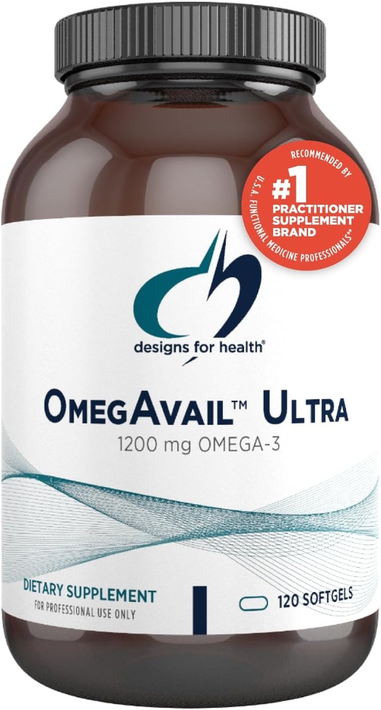 Diseños para OmegAvail Ultra TG Fish Oil 1200mg - Triglyceride Form Omega 3 Fish Oil Suplemento con DHA/EPA - No Fishy Aftertaste (120 Softgels)