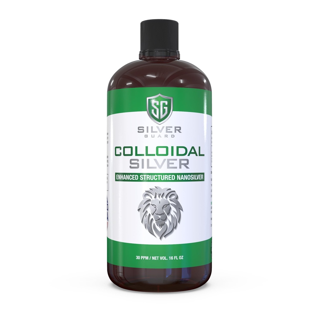 Enhanced Colloidal Silver Liquid Immune Support Supplement—30ppm Pure & Natural Structured Silver Water—Organic Colloidal Silver Solution—16 oz Bottle (1 Pack)