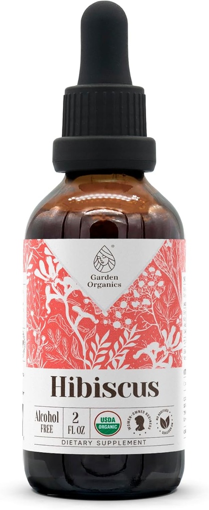 Hibiscus USDA Orgánica Extracto Libre de Alcohol Silencioso Suplemento dietético, Alta Potencia Tintura Silencio Natural Certificado Hibiscus Orgánica (Hibiscus Sabdariffa) Flor seca (2 oz)