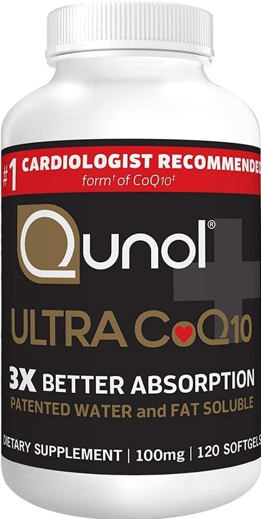 Qunol CoQ10 100mg Softgels, Ultra 3x Mejor Absorción Coenzima Q10 Suplementos - Suplemento Antioxidante para la Producción de Energía Vascular y Corazón - Suministro 4 Mes - 120 Conde