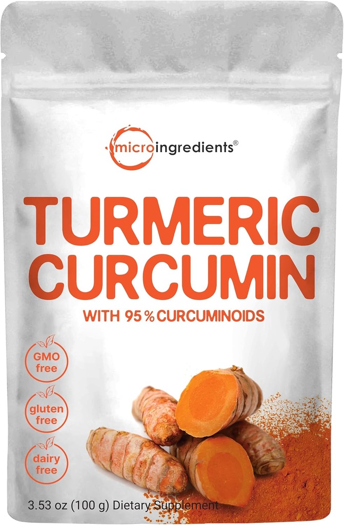Extracto Turmérico 95% Curcuminoides (Natural Turmeric Extract and Turmeric Supplements), 100 Grams, Rich in Antioxidants for Joint " Immune Support, No GMOs, Vegan Friendly, India Origin