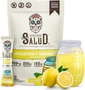 Salud 2-en-1 Hydration Packets + Immunity Electrolytes Powder, Lemonade - Agua Fresca Drink Mix, Elderberry, Dairy Soy Gratis, No Gluten Free, Vegan, Baja Calorie, 1g Sugar (15 Servings)