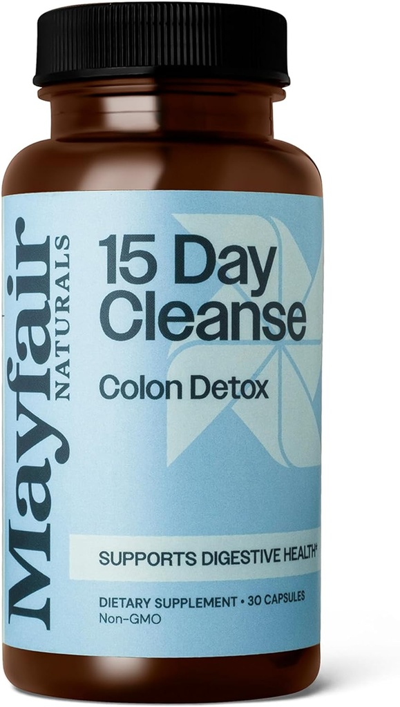 15 días de limpieza Colon Detox, Suplemento dietético, 30 cápsulas, Laxante natural para el estreñimiento y suplemento de salud digestiva